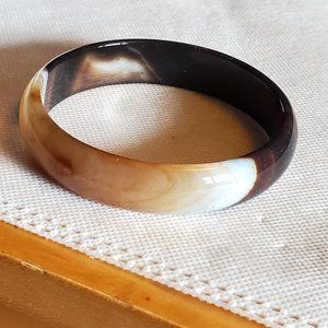 Agate Brown and White Bangle Bracelet Stone Style